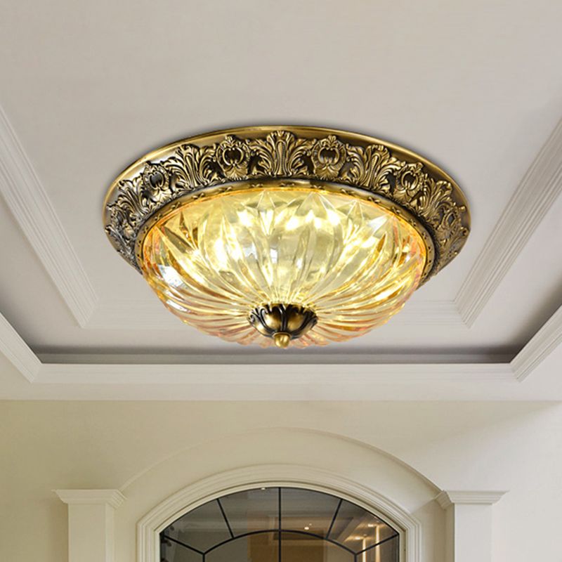 Lampada da soffitto in ottone antico del corridoio di vetro intagliato tradizionale della lampada da soffitto