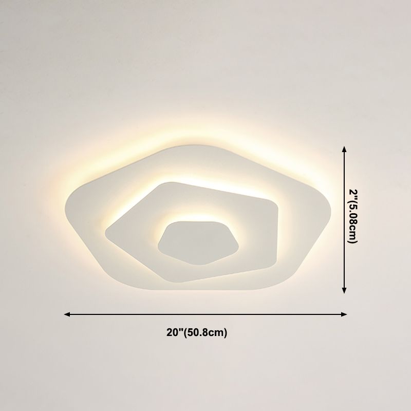 Lacquered Iron LED Ceiling Light in Modern Minimalist Style Acrylic Geometric Flush Mount in White