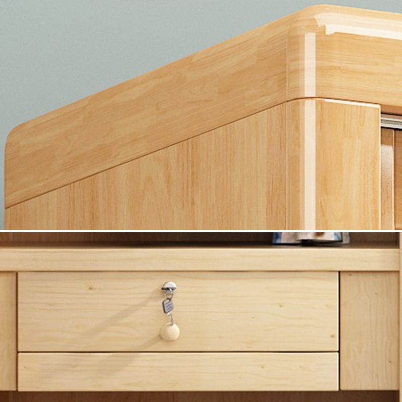 Traditional Solid Wood Wardrobe Freestanding Wardrobe with Self Close Drawers and Doors