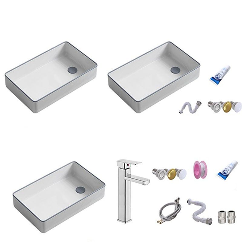 Bathroom Sink Ceramic Rectangular Faucet Single Rod Handle Sink