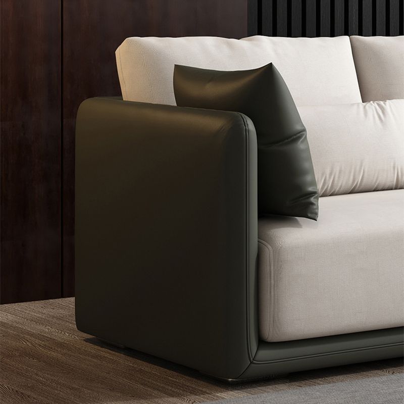 Faux Leather Sectional Square Arm Cushion Back Sofa for Living Room