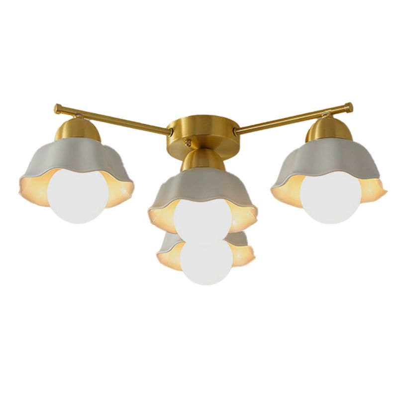 Contemporary Ceiling Lighting Gold and White Ceiling Mount Chandelier for Living Room