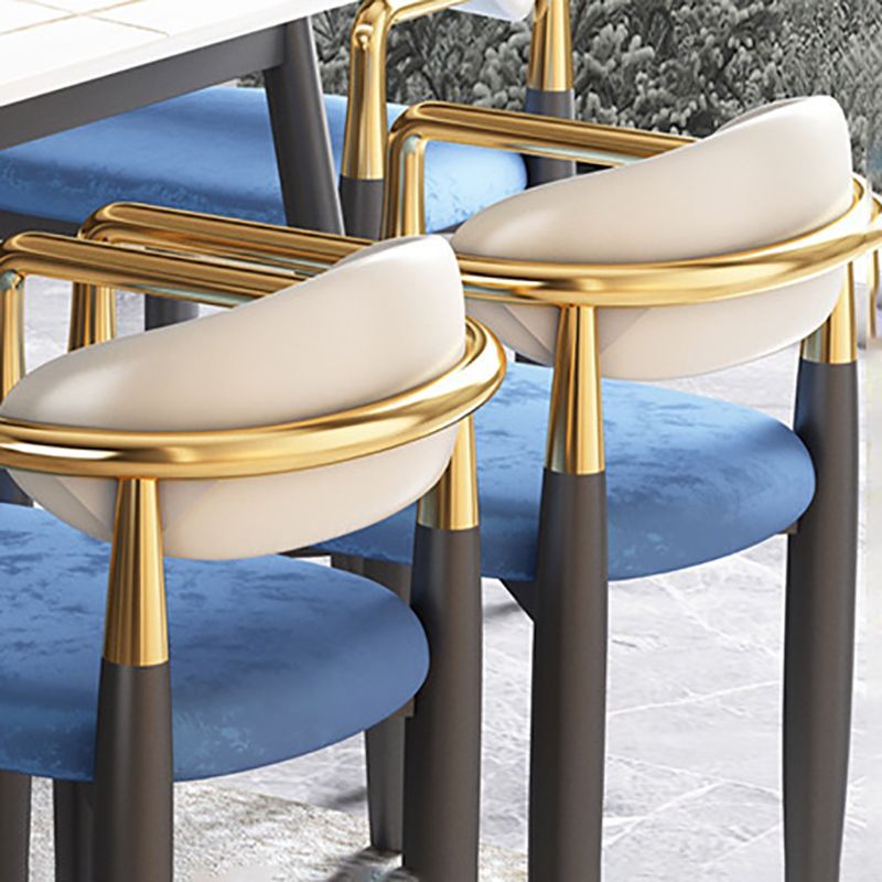 Modern Kitchen Dining Side Chair Metal Open Back Dining Arm Chair