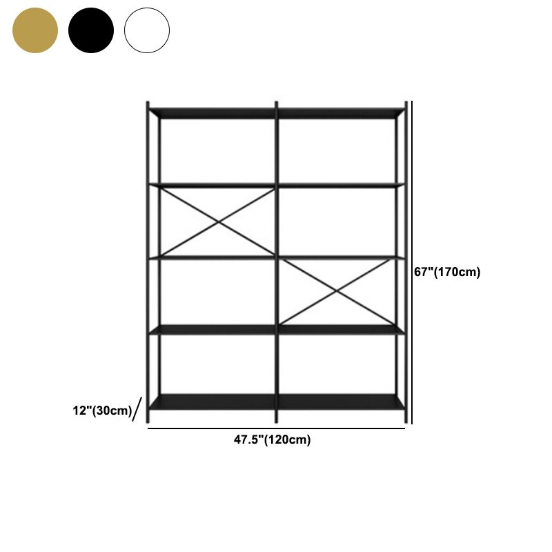 Industrial Metal Rectangle Bookcase Open Back Storage Bookshelf