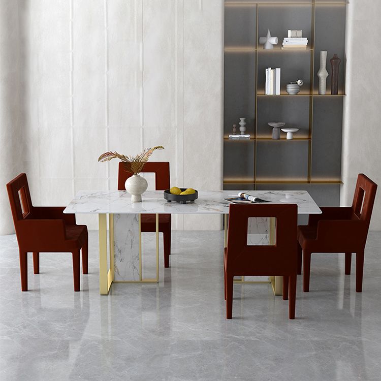 Glam Style Dinette Set 1/5/7 Pcs Dining Set with Rectangle Stone Table