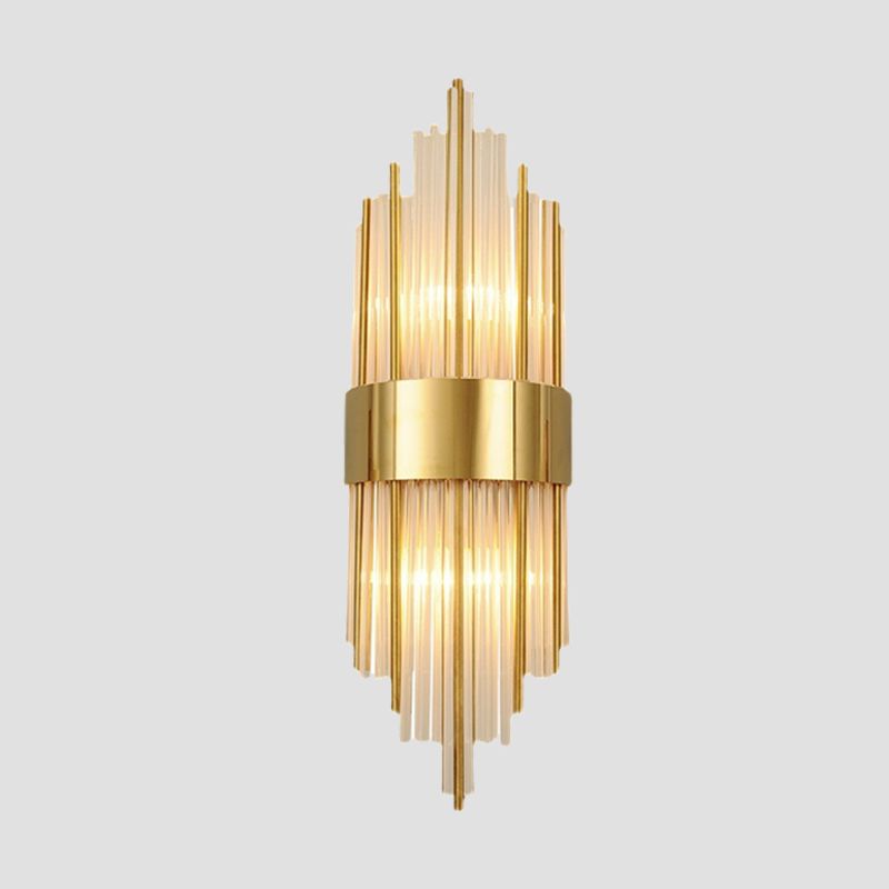 Modern Luxury Geometric Wall Lamp Metal 2-Light Wall Light with Crystal Shade