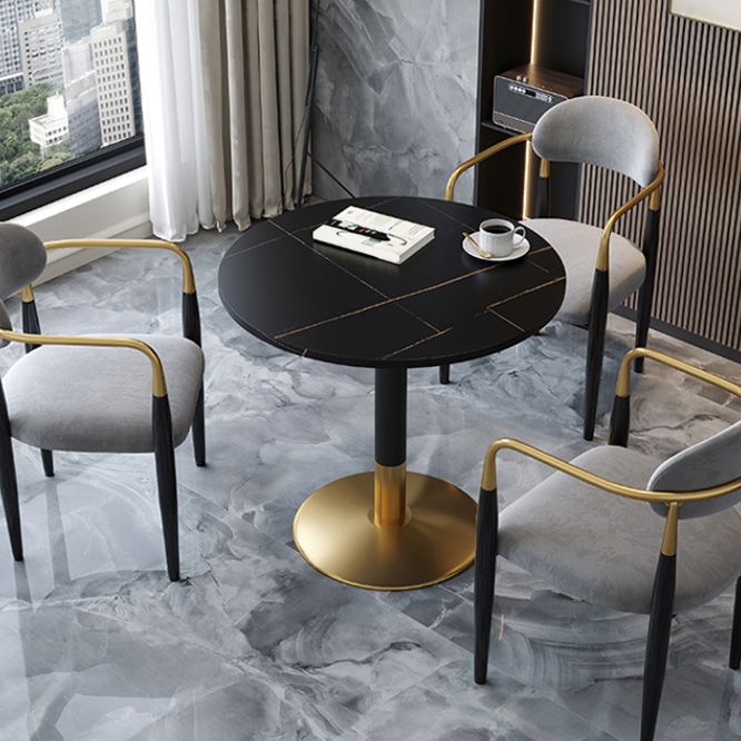 Round Dining Room Table Luxury Pedestal Base Desk of Sintered Stone