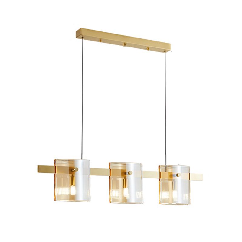 Glass Rectangle Island Light Fixtures Modern Multiple-Light Island Pendant