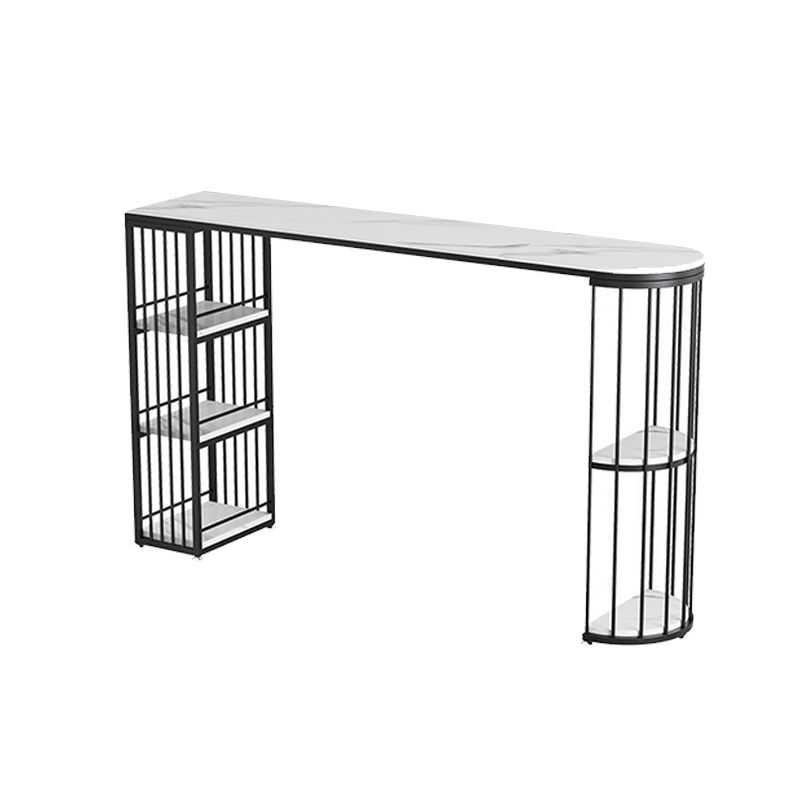 Sintered Stone Bar Table Industrial Dining Table with Storage Shelves