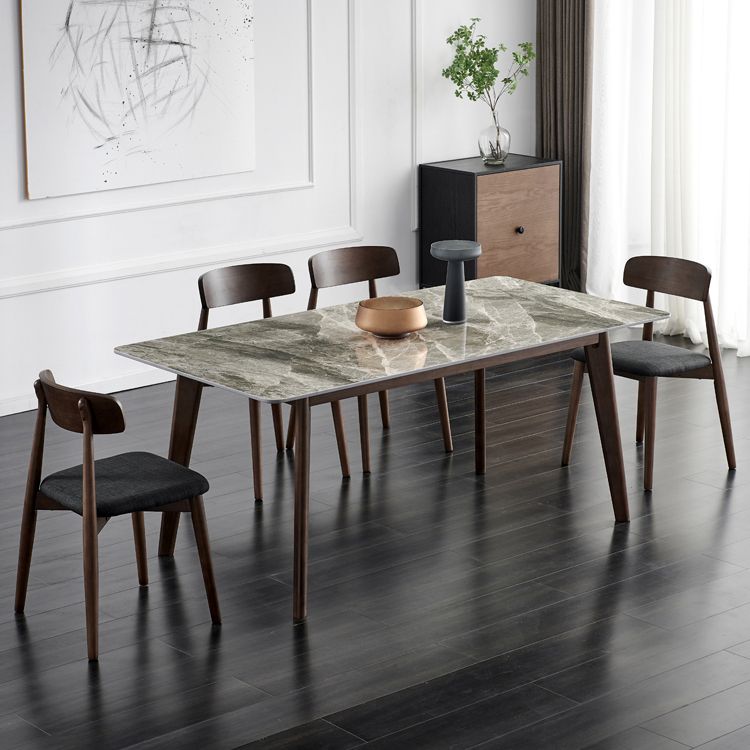 Solid Wood Dining Chair Modern Style Open Back Armless Chair for Dining Room