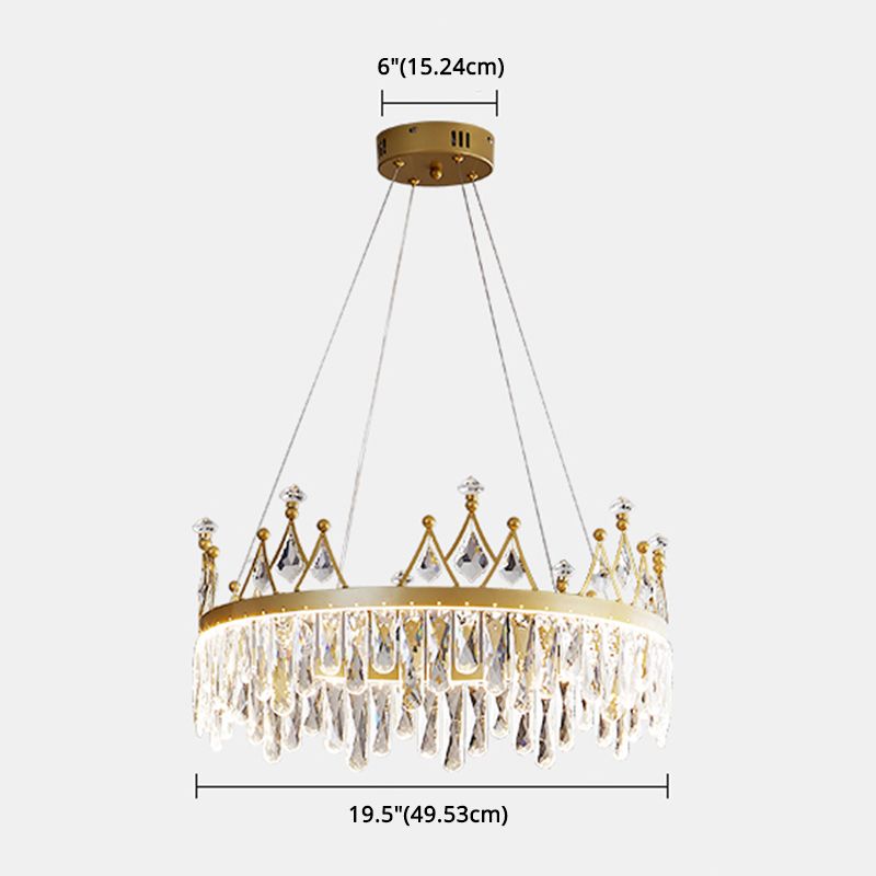 Contemporary Crown Chandelier Lights Crystal Pendant Ceiling Lights for Living Room