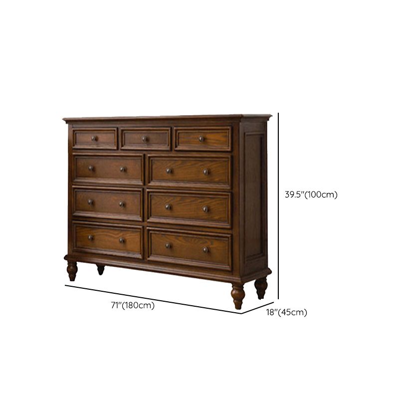 Solid Wood Traditional Storage Chest Dresser with 3/4/5/6/7/8/9/10 Drawers
