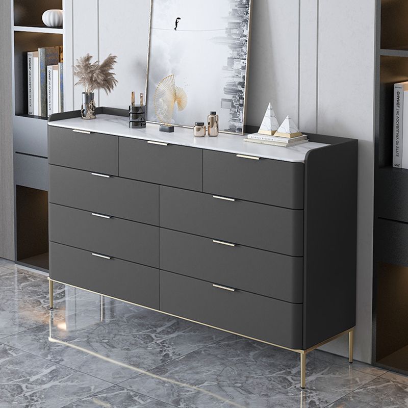 Contemporary Storage Chest Dresser Stone Dresser with 8/9 Drawers
