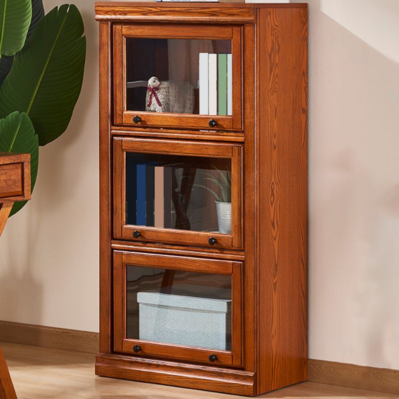 Mid-Century Modern Side Cabinet Square Accent Cabinet with Glass Paned