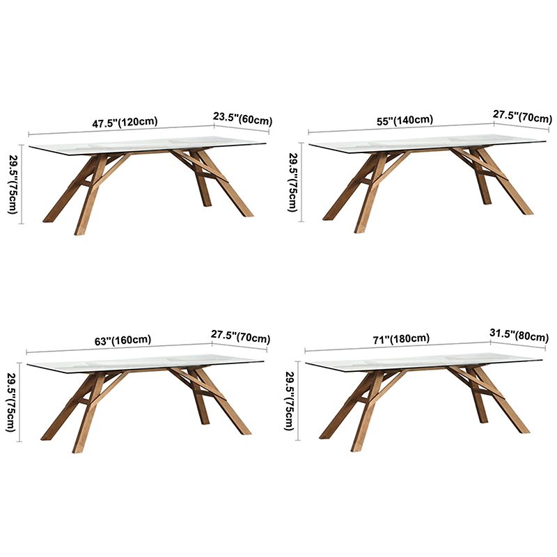 Rectangle Glass Transparent Dining Table Simplicity 4 Legs Table for Dining Room
