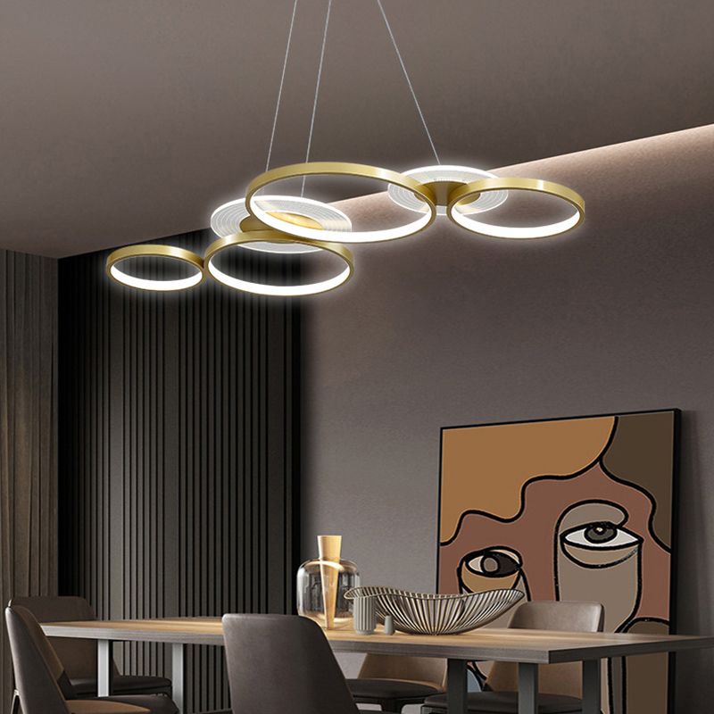 Wrought Iron LED Hanging Lamp in Modern Creative Style Acrylic Linear Pendant Light for Interior Spaces