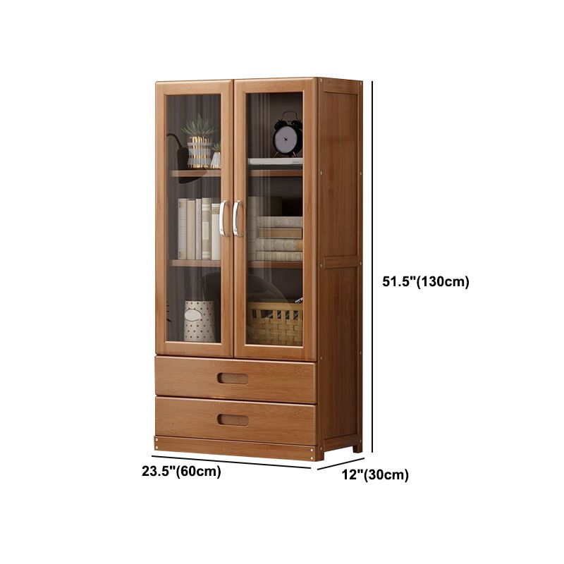 Manufactured Wood Standard Bookshelf Brown Vertical Bookcase with Door and Drawer