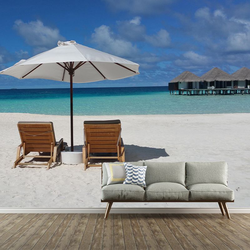 Contemporary Coastal Mural Wallpaper Mildew Resistant for Living Room Decor