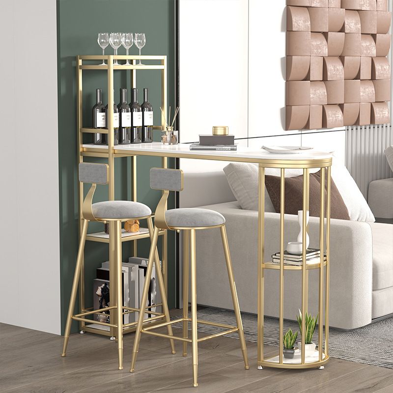 Modern Sintered Stone Bar Table Dining Table with Storage Shelves