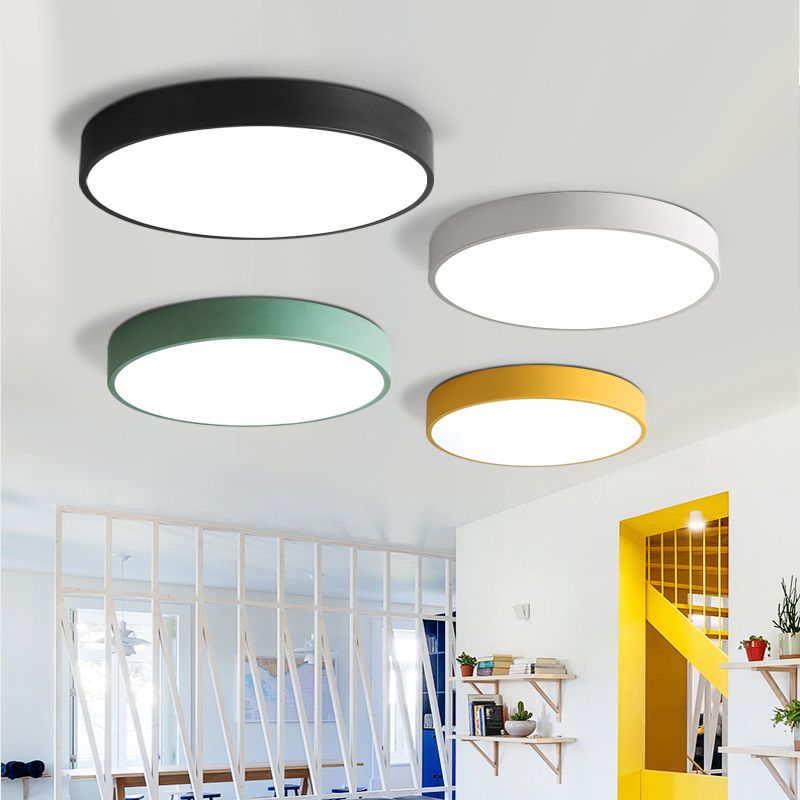 Modern Round Shape Flush Mount Lights Metal Flush Ceiling Light Fixture with Acrylic Shade
