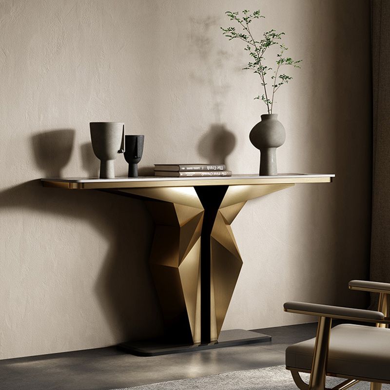 Glam Rectangle Console Table Stone Console Sofa Table for Hall