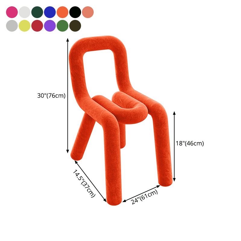 Ensemble de chaises latérales à dossier ouvert de salle à manger de chaises de velours de style contemporain