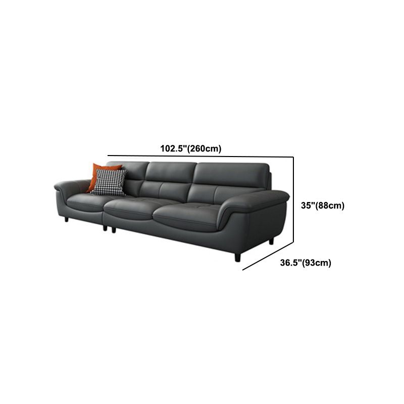 Genuine Leather Stain Resistant Contemporary Pillow Top Arm Sofa Couch
