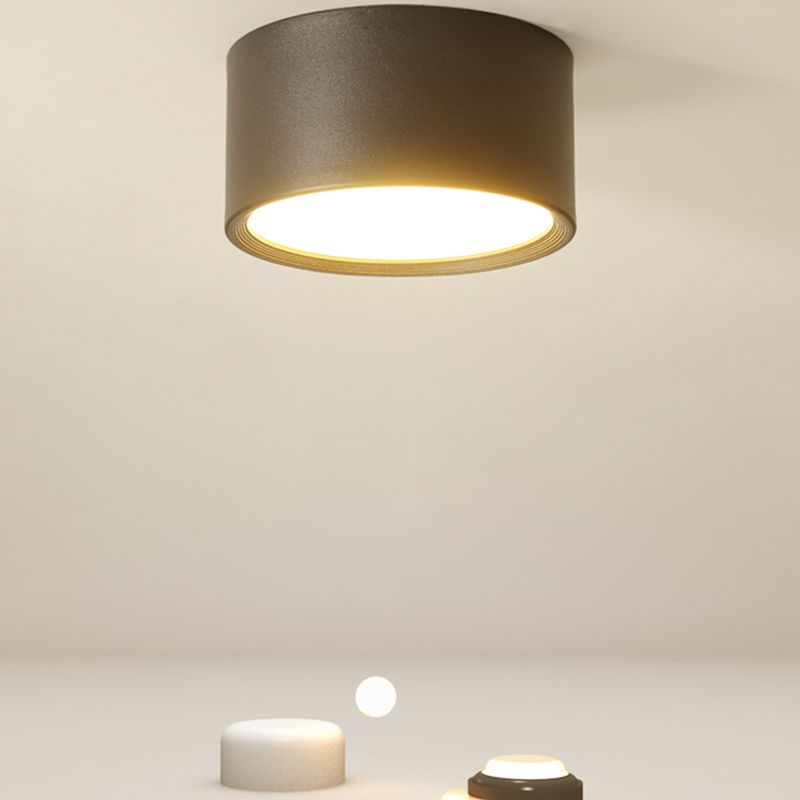 Modern Minimalist LED Flush Mount Iron Cylindrical Ceiling Light with Acrylic Shade