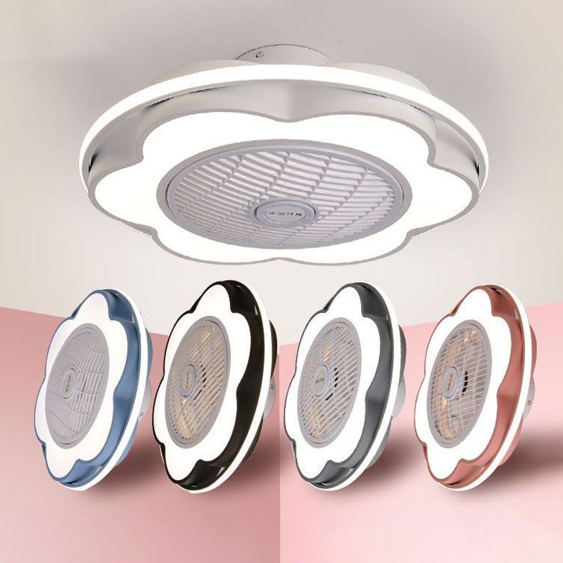 MODERNAL MOTALLISME MÉTALLIQUE DE 28 "LEDTHER LED PADIR LAMPE FAN PRODUCE FAN en noir / rose / bleu