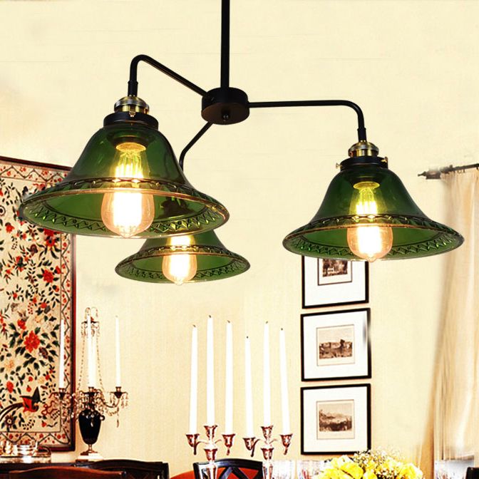 Lampadino in vetro verde chiaro vintage Lampone in vetro verde chiaro per sala da pranzo