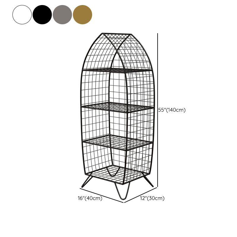 Glam Metal Bookshelf Closed Back Standard Bookcase with Shelves