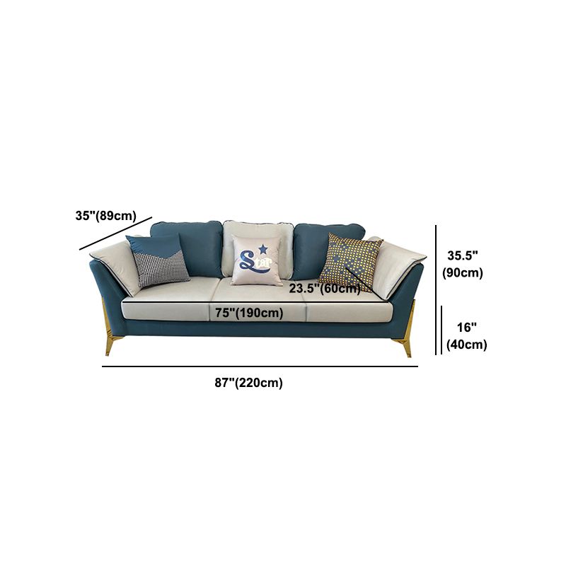 Faux Leather Modern Standard Flared Arm Stain Resistant Settee Couch