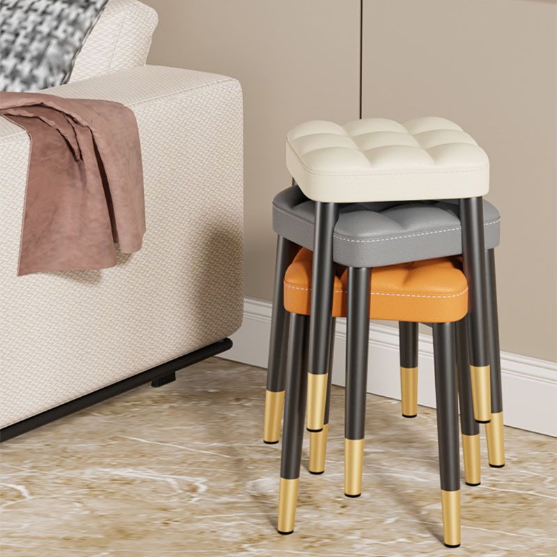 Modern Square Standard Leather Standard with Black Legs for Home