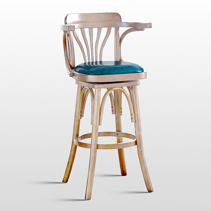 Contemporary Wood Stool Faux Leather Counter Stool in Matte Finish for Home