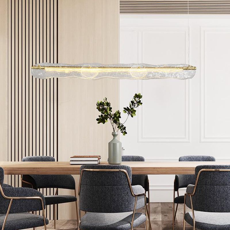 1-Light Island Light Modern Style Linear Shape Glass Shade Pendant Lighting