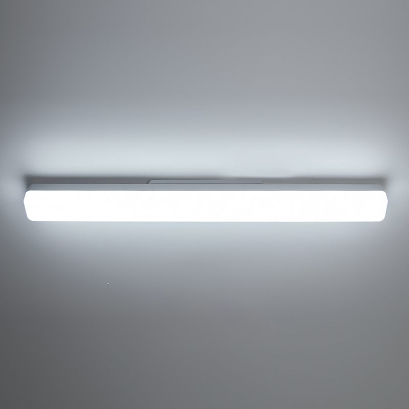 Linear Shape Metal Wall Sconce Modern 1 Light Mirror Wall Mount Light Fixture in White