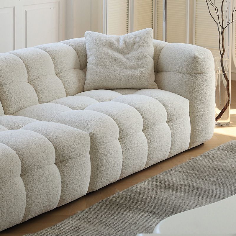 27.55" Tall Tuxedo Arm Sofa Fabric Biscuit Back Sofa in White
