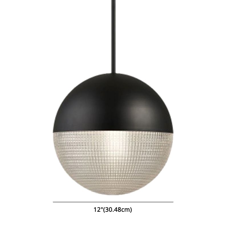 Modern Style Hemispherical Glass Hanging Light Frosted Metal Lamp Body 1-light Pendant Light for Aisle Bar