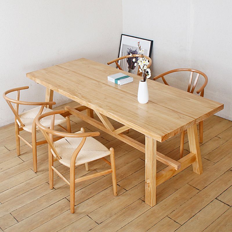Rectangle Trestle Dining Table Modern Wood Table for Dining Room Kitchen