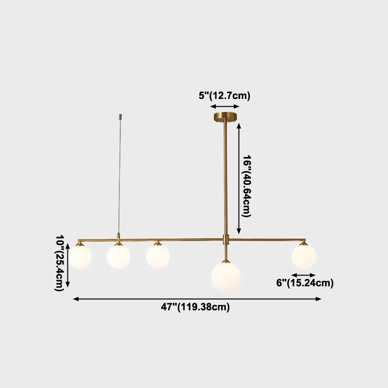 Copper Modern Island Lighting Glass Chandelier Light Fixture for Dining Room