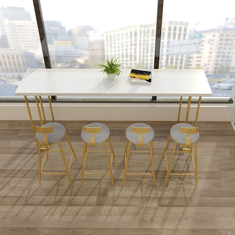 Glam Style Rectangle Bar Table Solid Wood Sled Base Bar Dining Table