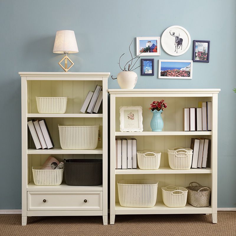 Modern Style Closed Back Book Shelf Standard Wooden Bookcase in White