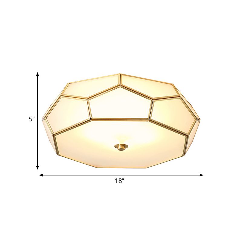 White 3/4 Heads Flush Mount Lamp Colonialism Sandblasted Glass Octagon Ceiling Fixture for Bedroom, 14"/18" W
