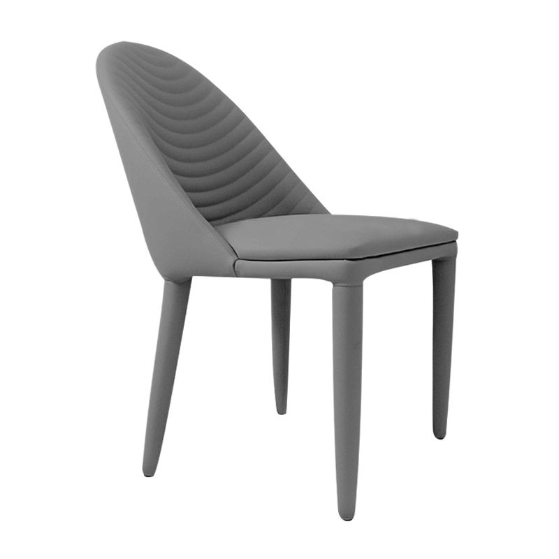 Silla de comedor de cuero PU moderna, sillas de comedor de metal sin brazos para uso doméstico