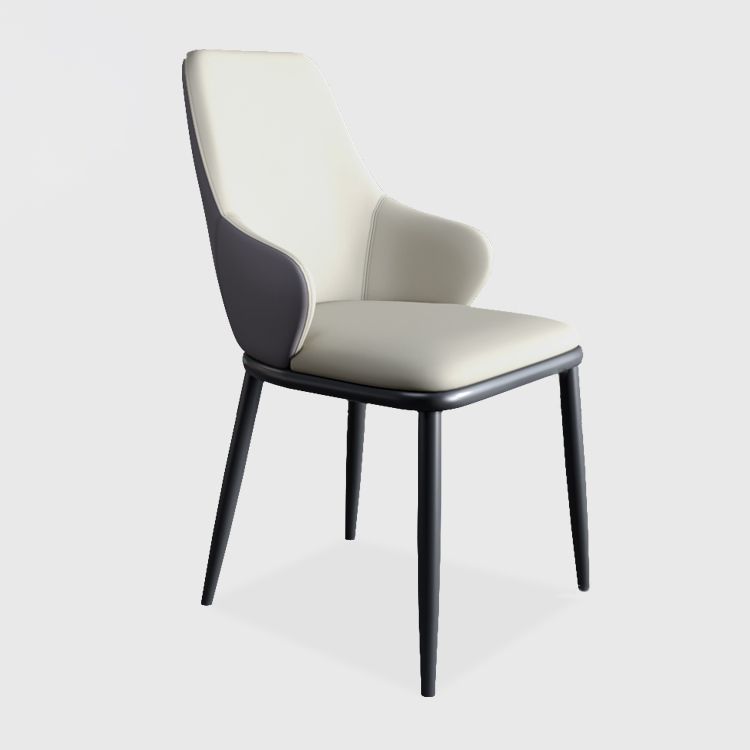 Minimalist Style Leather Dining Chairs Solid Back Upholstered Side Chair for Home