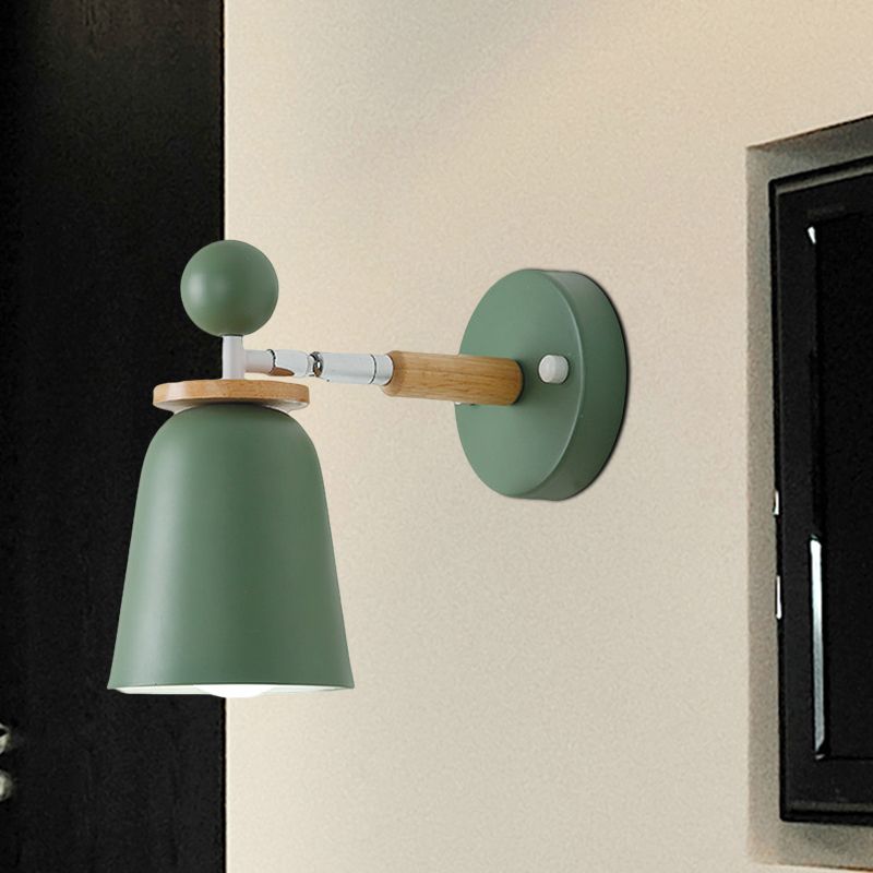 Baby Bedroom Bell Wall Light Metal Single Light Macaron Loft Undertint Sconce Lamp