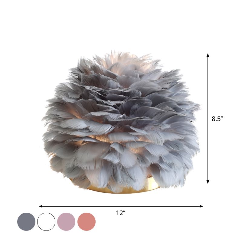 Flower Blossom Girls da comodino da comodino piuma 1 testa moderna luce notturna elegante in rosa/albicocca/bianco