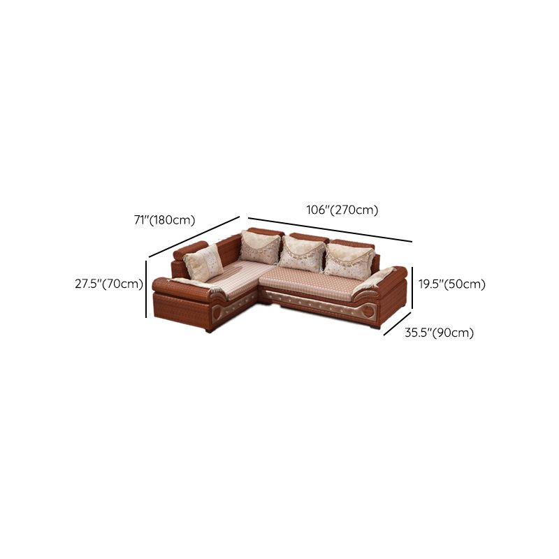 Tropical Style Rattan Accent Sofa and Chaise Slipcovered Sofa with Pillows