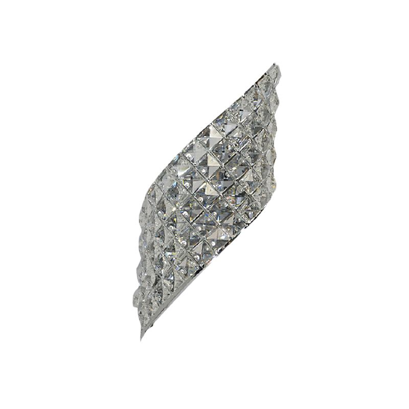 Twisted Leaf Clear Cut Crystal Sconce Minimalistic 4 Bulbs Corner Wall Mounted Lamp