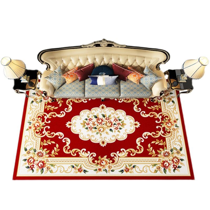 Multicolor Flower Rug Polyester Carpet Shabby Chic Anti-Slip Backing Indoor Rug for Living Room